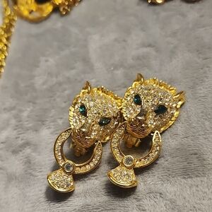 Elegant Gold and Silver Panther Earrings